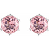 14K White Natural Pink Morganite Earrings