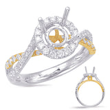 Yellow & White Gold Halo Engagement Ring