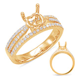 14 Kt Yellow Gold Triple Shank Engagement Rings