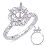 14 Kt White Gold Halo - Flower Engagement Rings