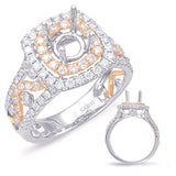 Rose & White Gold Halo Engagement Ring