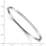 14k White Gold Polished 3.00mm Hinged Oval Bangle Bracelet
