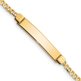 14k Polished Solid Chain/Solid Plate Curb Link 26x5mm Plate 6 inch Baby/Child ID Bracelet