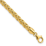 14k Polished 5.00mm Fancy Wheat Chain 8.5 inch Bracelet