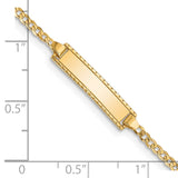 14k Polished Solid Chain/Solid Plate Curb Link 18.5x5mm Plate 6 inch Baby/Child ID Bracelet