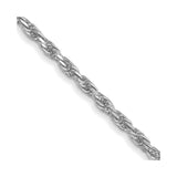 14K White Gold 20 inch 1.3mm Diamond-cut Machine Made Rope with Lobster Clasp Chain Chain