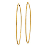 14k 1.2x60mm Satin Diamond-cut Endless Tube Hoop Earrings