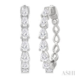 1 1/2 Ctw North-South Pear Shape Diamond Fashion Hoop Earring in 14K White Gold