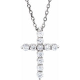 14K White Gold 1/4 CTW Natural Diamond Cross 16-18