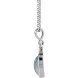 Platinum 8x6 mm Natural Rainbow Moonstone & .03 CT Natural Diamond 16-18" Necklace