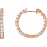 14K Rose Gold 1 CTW Lab-Grown Diamond Inside-Outside Hinged 19.3 mm Hoop Earrings