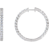 14K White Gold 4 CTW Lab-Grown Diamond Inside-Outside Hinged 36 mm Hoop Earrings