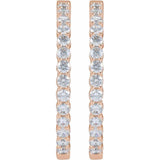 14K Rose Gold 4 CTW Lab-Grown Diamond Inside-Outside Hinged 36 mm Hoop Earrings