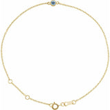 14K Yellow Gold Natural Aquamarine Bezel-Set Solitaire 6 1/2-7 1/2" Bracelet