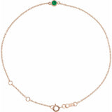 14K Rose Gold Lab-Grown Emerald Bezel-Set Solitaire 6 1/2-7 1/2" Bracelet