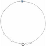 Platinum Natural Aquamarine Bezel-Set Solitaire 6 1/2-7 1/2" Bracelet