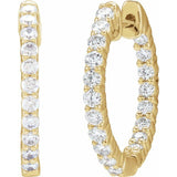 14K Yellow Gold 3/4 CTW Lab-Grown Diamond Inside-Outside Hinged 17.2 mm Hoop Earrings