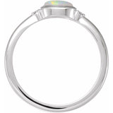 Sterling Silver Natural Ethiopian Opal & .03 CTW Natural Diamond Ring