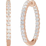 14K Rose Gold 3 CTW Natural Diamond Inside-Outside Hinged 30 mm Hoop Earrings