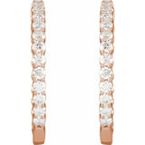 14K Rose Gold 3 CTW Natural Diamond Inside-Outside Hinged 30 mm Hoop Earrings