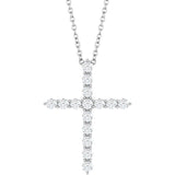 Sterling Silver 1/2 CTW Natural Diamond Cross 16-18" Necklace