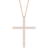 14K Rose Gold 1 CTW Natural Diamond Cross 16-18
