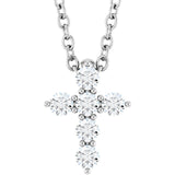 14K White Gold 1/6 CTW Lab-Grown Diamond Cross 16-18