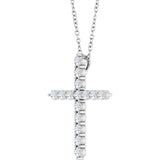 14K White Gold 1/2 CTW Lab-Grown Diamond Cross 16-18" Necklace