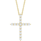14K Yellow Gold 1/2 CTW Lab-Grown Diamond Cross 16-18