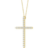 14K Yellow Gold 1 CTW Lab-Grown Diamond Cross 16-18" Necklace
