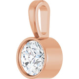 14K Rose Gold 1/4 CT Lab-Grown Diamond Bezel-Set Solitaire Pendant