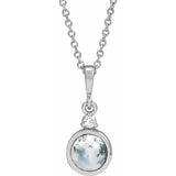 14K White Gold 6 mm Natural Moss Agate & .03 CTW Natural Diamond 16-18
