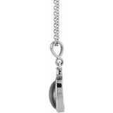 Sterling Silver 5x3 mm Natural Black Onyx & .03 CT Natural Diamond 16-18" Necklace