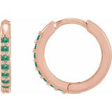 14K Rose Gold Lab-Grown Emerald Hinged 12.5 mm Hoop Earrings