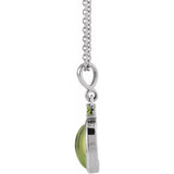 Platinum 5x3 mm Natural Peridot 16-18" Necklace