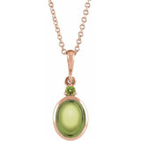 14K Rose Gold 6x4 mm Natural Peridot 16-18" Necklace