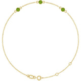 14K Yellow Gold Natural Peridot Bezel-Set 3-Stone 6 1/2-7 1/2" Bracelet