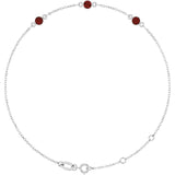 14K White Gold Natural Mozambique Garnet Bezel-Set 3-Stone 6 1/2-7 1/2