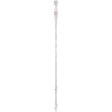 14K White Gold Natural Pink Tourmaline Bezel-Set 3-Stone 6 1/2-7 1/2" Bracelet