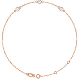 14K Rose Gold Natural White Sapphire Bezel-Set 3-Stone 6 1/2-7 1/2" Bracelet