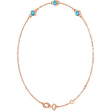 14K Rose Gold Natural Aquamarine Bezel-Set 3-Stone 6 1/2-7 1/2" Bracelet