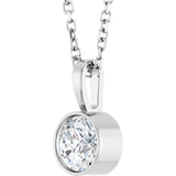 Platinum 1/2 CT Natural Diamond Bezel-Set Solitaire 16-18" Necklace