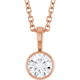 14K Rose Gold 1/3 CT Lab-Grown Diamond Bezel-Set Solitaire 16-18