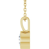 14K Yellow Gold 1/2 CT Lab-Grown Diamond Bezel-Set Solitaire 16-18" Necklace