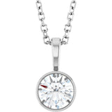 14K White Gold 1/2 CT Lab-Grown Diamond Bezel-Set Solitaire 16-18