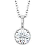 Sterling Silver 5/8 CT Lab-Grown Diamond Bezel-Set Solitaire 16-18
