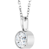 Sterling Silver 5/8 CT Lab-Grown Diamond Bezel-Set Solitaire 16-18" Necklace