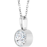 Sterling Silver 9/10 CT Lab-Grown Diamond Bezel-Set Solitaire 16-18" Necklace
