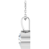 Sterling Silver 9/10 CT Lab-Grown Diamond Bezel-Set Solitaire 16-18" Necklace