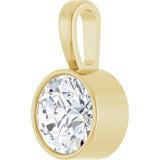 14K Yellow Gold 9/10 CT Lab-Grown Diamond Bezel-Set Solitaire Pendant